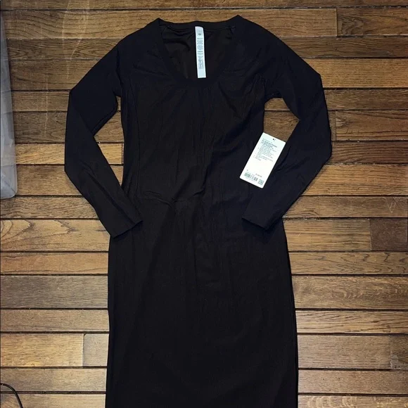 Lululemon All Aligned Ribbed Long Sleeve Midi Dress Sequoia Brown Size 8 NWT - Picture 6 of 7